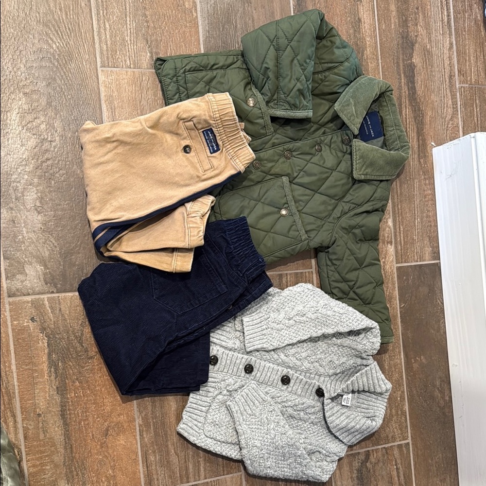 Janie and Jack Green Quilted Jacket and Pants Set 18-24
